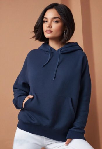 Navy Blue Oversized Hooded Sweatshirt